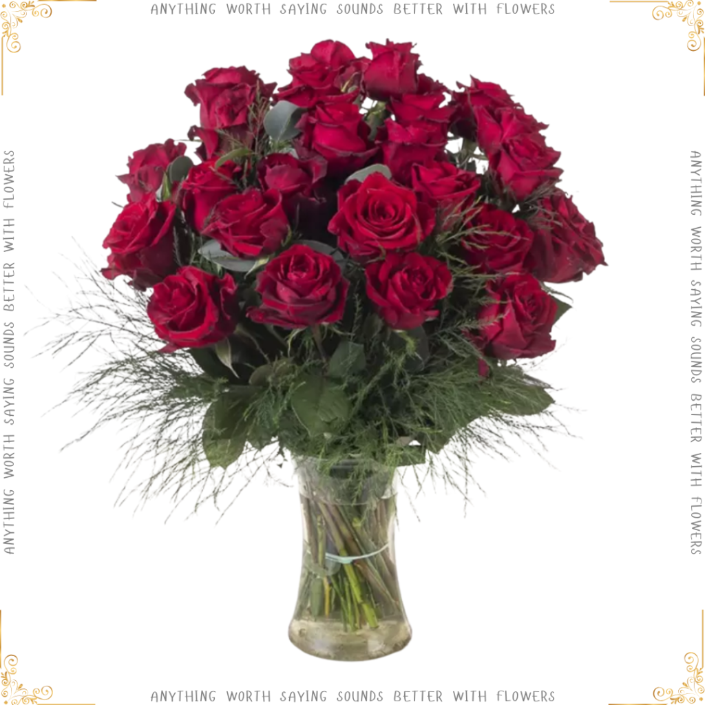 24 large headed red roses appleyard better with flowers 89.99